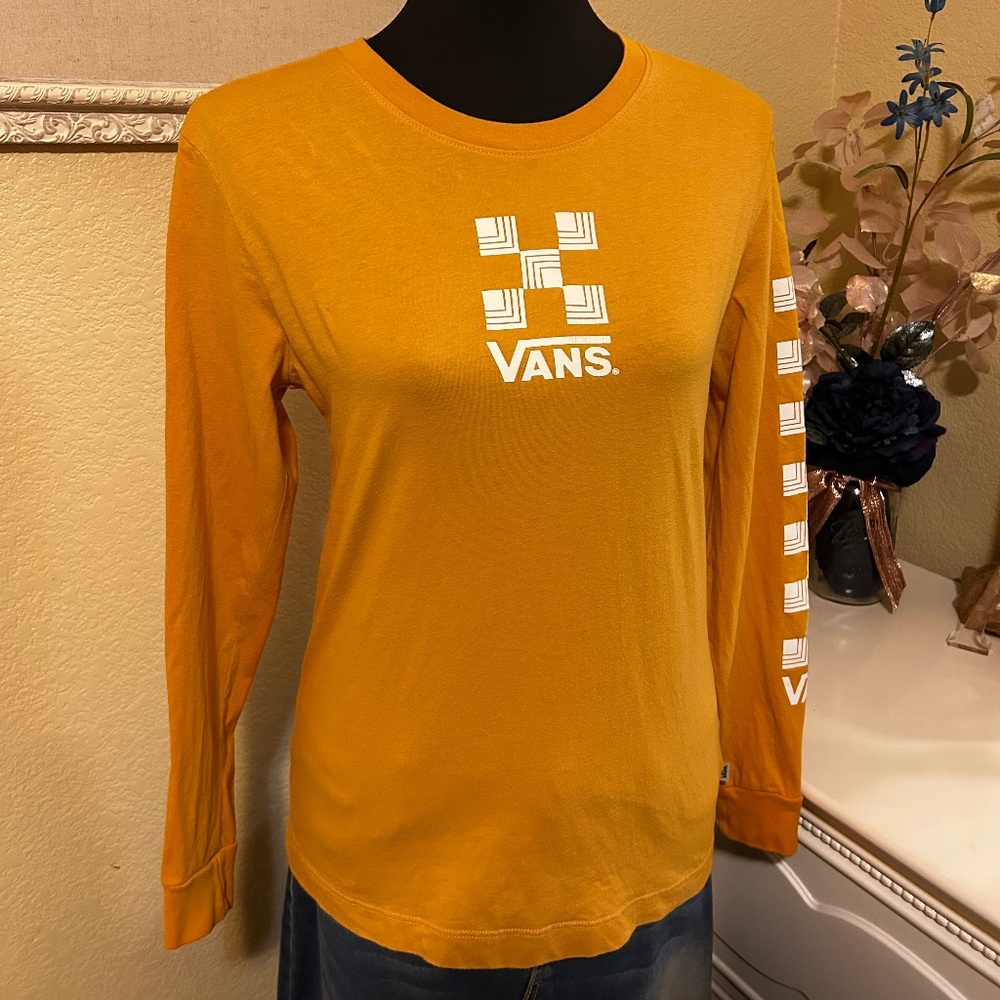 Vans Mustard Long Sleeve Checkered Top